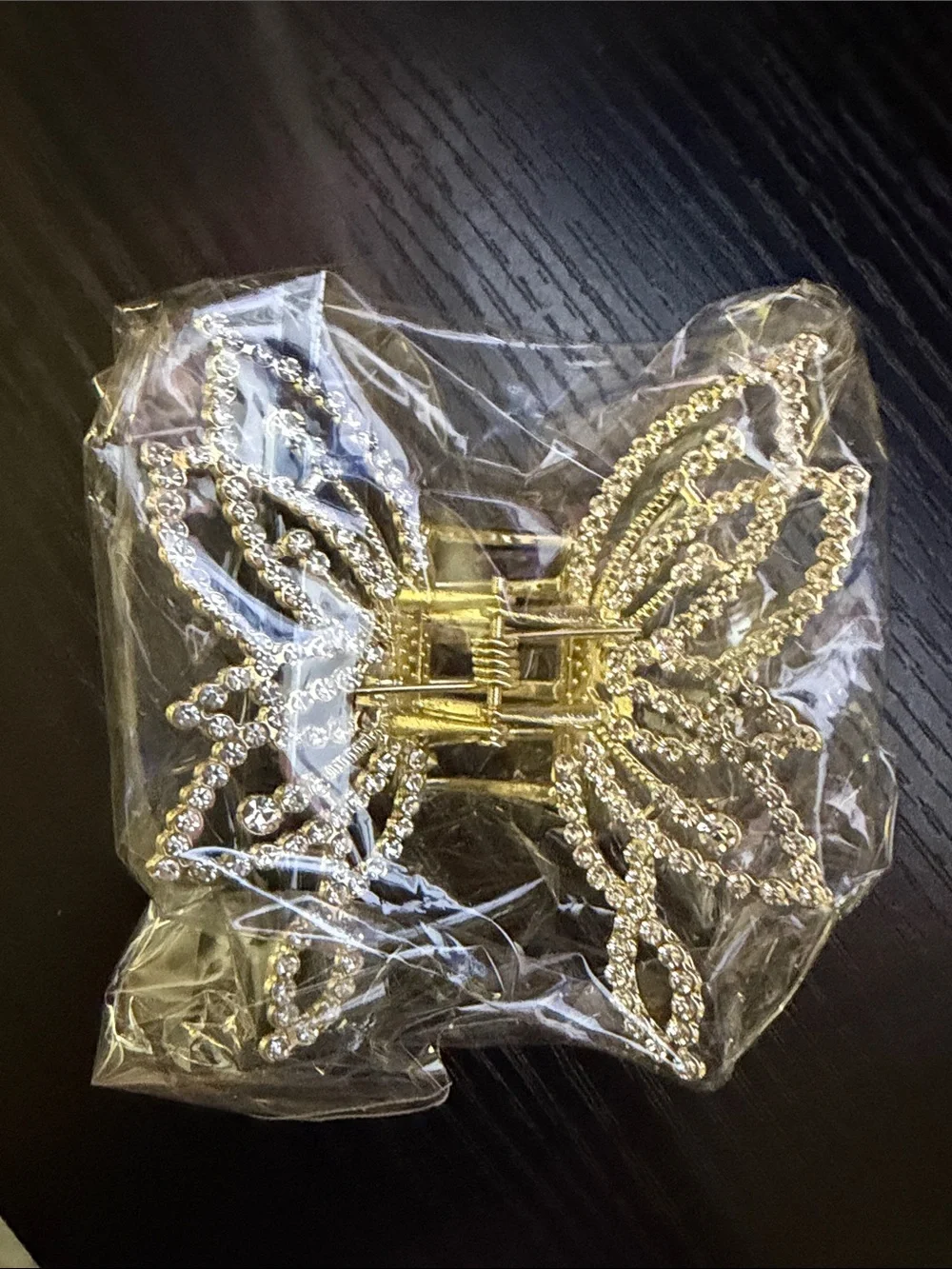 Gold and Rhinestone Butterfly Hair Clip NWT
